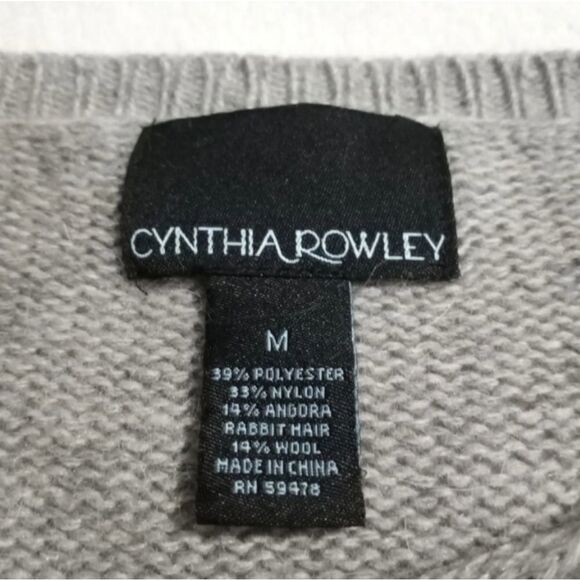 Cynthia Rowley Longsleeves Gray Angora Wool Blend Sequins Women's Sweater - Picture 2 of 7